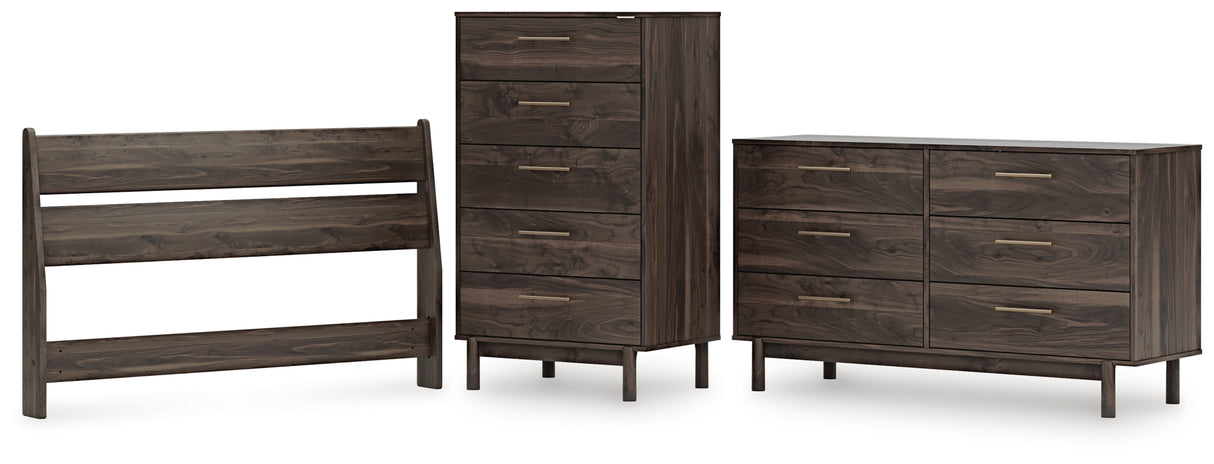 Calverson Mocha Full Panel Headboard with Dresser and Chest from Ashley Furniture - Luna Furniture