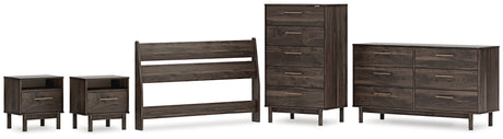 Calverson Mocha Full Panel Headboard with Dresser, Chest and 2 Nightstands from Ashley Furniture - Luna Furniture