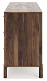 Calverson Mocha Full Panel Headboard with Dresser, Chest and Nightstand from Ashley - Luna Furniture