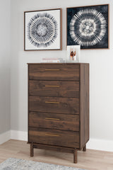 Calverson Mocha Full Panel Headboard with Dresser, Chest and Nightstand from Ashley - Luna Furniture