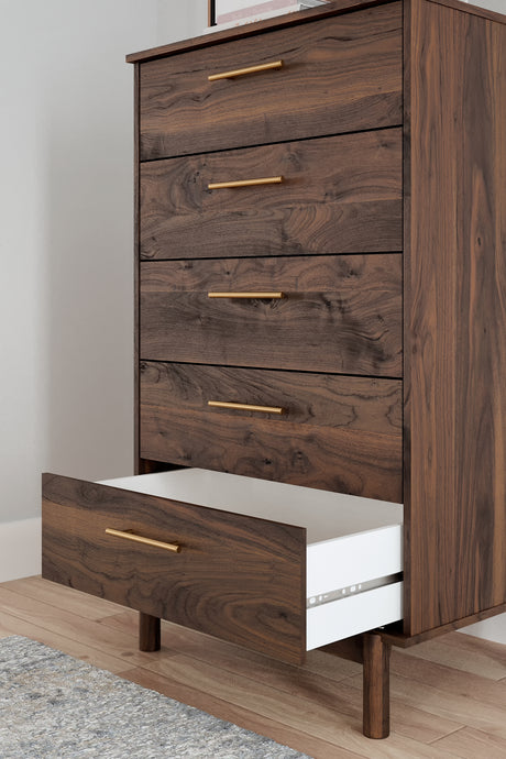 Calverson Mocha Full Panel Headboard with Dresser, Chest and Nightstand from Ashley Furniture - Luna Furniture