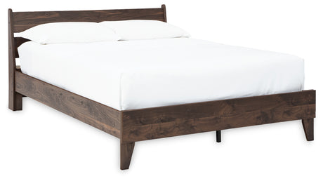 Calverson Mocha Full Panel Platform Bed with 2 Nightstands from Ashley - Luna Furniture