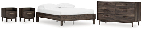 Calverson Mocha Full Platform Bed with Dresser and 2 Nightstands from Ashley - Luna Furniture