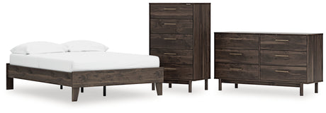 Calverson Mocha Full Platform Bed with Dresser and Chest from Ashley Furniture - Luna Furniture