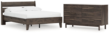 Calverson Mocha Full Platform Bed with Dresser from Ashley - Luna Furniture