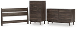 Calverson Mocha Queen Panel Headboard with Dresser and Chest from Ashley Furniture - Luna Furniture