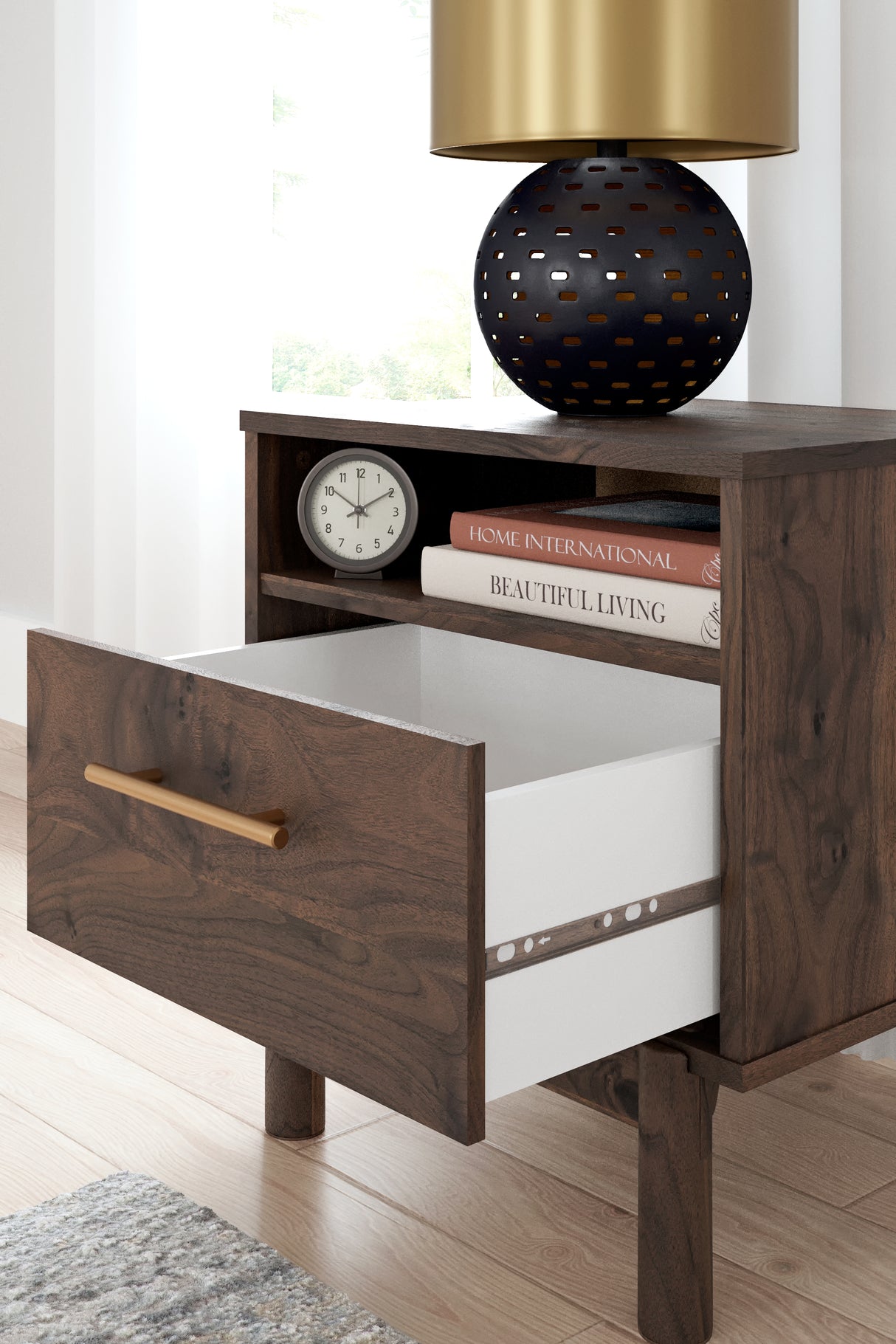 Calverson Mocha Queen Panel Headboard with Dresser, Chest and 2 Nightstands from Ashley Furniture - Luna Furniture