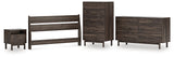 Calverson Mocha Queen Panel Headboard with Dresser, Chest and Nightstand from Ashley Furniture - Luna Furniture