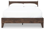 Calverson Mocha Queen Panel Platform Bed with 2 Nightstands from Ashley Furniture - Luna Furniture