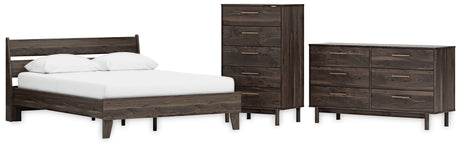 Calverson Mocha Queen Platform Bed with Dresser and Chest from Ashley - Luna Furniture