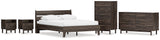 Calverson Mocha Queen Platform Bed with Dresser, Chest and 2 Nightstands from Ashley Furniture - Luna Furniture