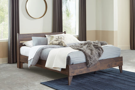 Calverson Mocha Queen Platform Bed with Dresser, Chest and Nightstand from Ashley Furniture - Luna Furniture