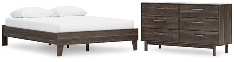 Calverson Mocha Queen Platform Bed with Dresser from Ashley Furniture - Luna Furniture