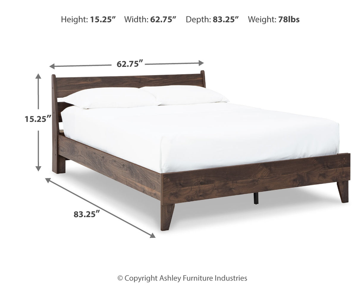 Calverson Queen Platform Bed with Mattress in Mocha from Ashley - Luna Furniture