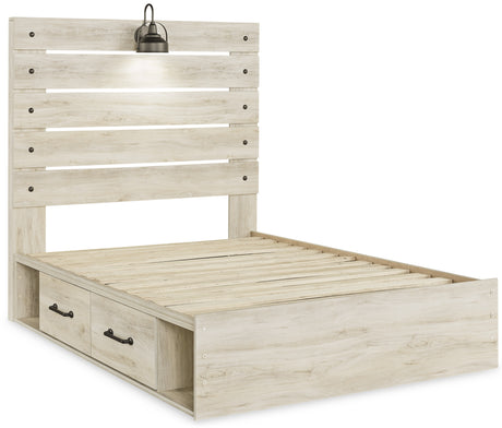 Cambeck Full Panel Bed with 2 Storage Drawers with Dresser in Whitewash from Ashley - Luna Furniture