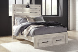 Cambeck Full Panel Bed with 2 Storage Drawers with Dresser in Whitewash from Ashley - Luna Furniture