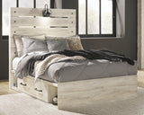 Cambeck Full Panel Bed with 4 Storage Drawers with Mirrored Dresser and 2 Nightstands in Whitewash from Ashley - Luna Furniture