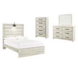 Cambeck Full Panel Bed with Mirrored Dresser and Chest in Whitewash from Ashley - Luna Furniture