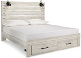 Cambeck King Panel Bed with 2 Storage Drawers with Dresser in Whitewash from Ashley - Luna Furniture