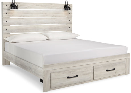 Cambeck King Panel Bed with 2 Storage Drawers with Dresser in Whitewash from Ashley - Luna Furniture