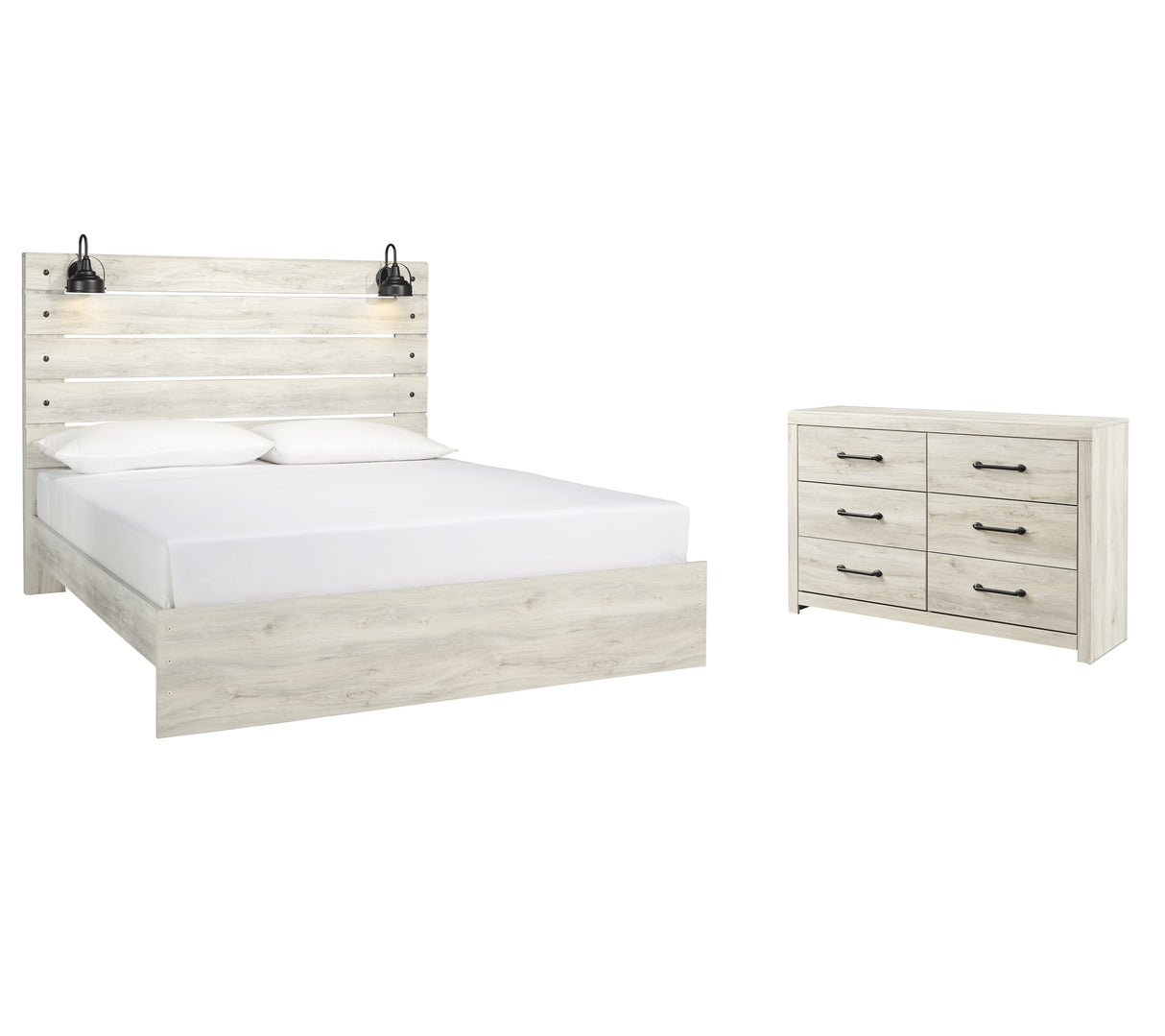 Cambeck King Panel Bed with Dresser in Whitewash from Ashley - Luna Furniture