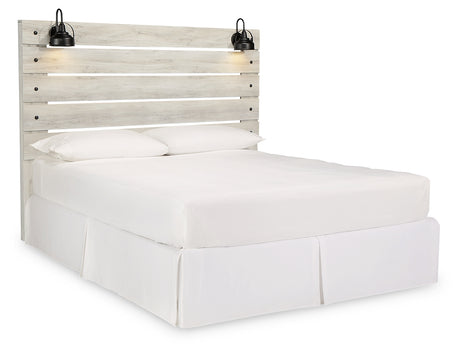 Cambeck King Panel Headboard Bed with Mirrored Dresser and 2 Nightstands in Whitewash from Ashley - Luna Furniture