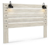 Cambeck King Panel Headboard Bed with Mirrored Dresser, Chest and 2 Nightstands in Whitewash from Ashley - Luna Furniture