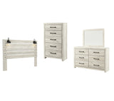 Cambeck King Panel Headboard Bed with Mirrored Dresser, Chest and Nightstand in Whitewash from Ashley - Luna Furniture