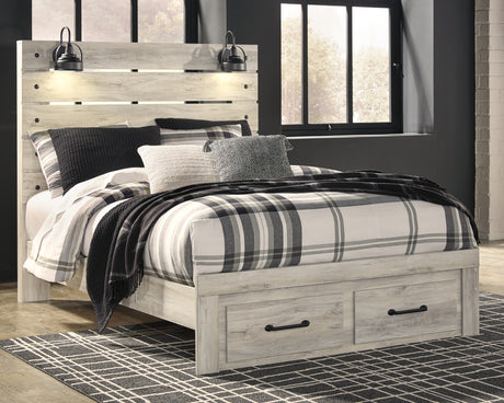 Cambeck Queen Panel Bed with 2 Storage Drawers with Dresser in Whitewash from Ashley - Luna Furniture
