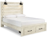Cambeck Queen Panel Bed with 2 Storage Drawers with Dresser in Whitewash from Ashley - Luna Furniture
