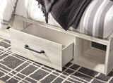 Cambeck Queen Panel Bed with 2 Storage Drawers with Mirrored Dresser and Chest in Whitewash from Ashley - Luna Furniture