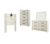 Cambeck Twin Panel Headboard Bed with Mirrored Dresser and Chest in Whitewash from Ashley - Luna Furniture