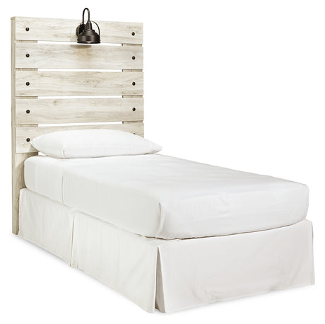 Cambeck Twin Panel Headboard Bed with Mirrored Dresser, Chest and Nightstand in Whitewash from Ashley - Luna Furniture