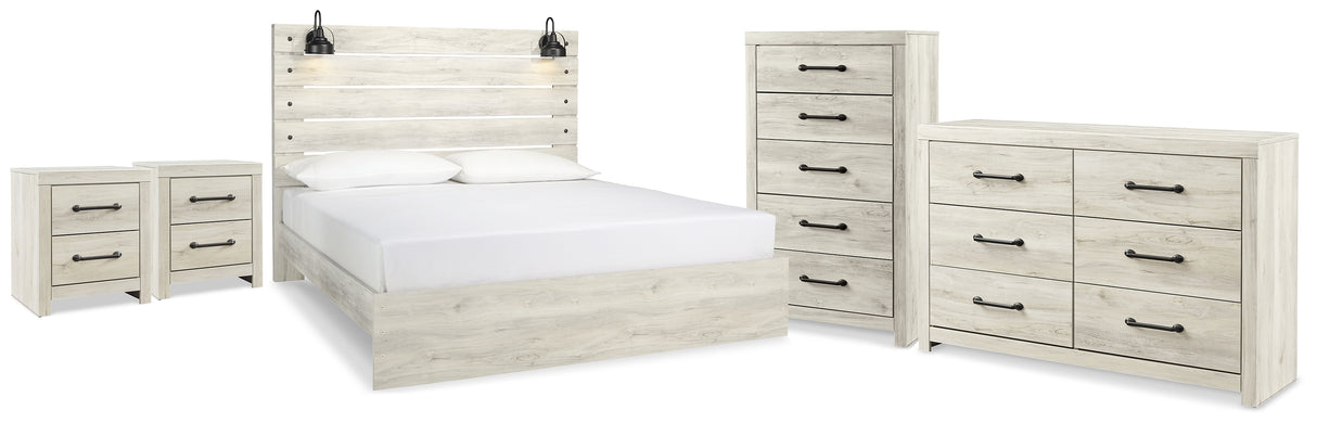 Cambeck Whitewash King Panel Bed, Dresser, Chest and 2 Nightstands from Ashley - Luna Furniture