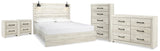 Cambeck Whitewash King Panel Bed, Dresser, Chest and 2 Nightstands from Ashley - Luna Furniture