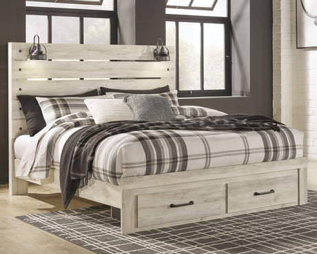 Cambeck Whitewash King Storage Bed, 2 Dressers, Mirror, and 2 Nightstands from Ashley - Luna Furniture