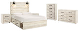 Cambeck Whitewash King Storage Bed, Dresser, Chest and 2 Nightstands from Ashley - Luna Furniture