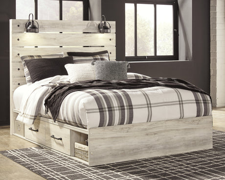 Cambeck Whitewash Queen Panel Bed with Storage, Dresser and 2 Nightstands from Ashley - Luna Furniture