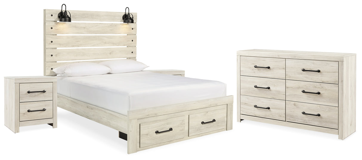 Cambeck Whitewash Queen Panel Storage Bed, Dresser and 2 Nightstands from Ashley - Luna Furniture