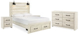 Cambeck Whitewash Queen Panel Storage Bed, Dresser and 2 Nightstands from Ashley - Luna Furniture