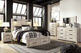 Cambeck Whitewash Queen Panel Storage Bed, Dresser, Mirror and Nightstand from Ashley - Luna Furniture