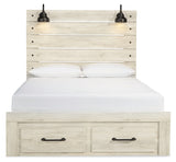Cambeck Whitewash Queen Panel Storage Bed, Dresser, Mirror and Nightstand from Ashley - Luna Furniture