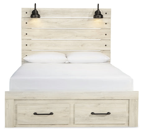 Cambeck Whitewash Queen Panel Storage Bed, Dresser, Mirror and Nightstand from Ashley - Luna Furniture