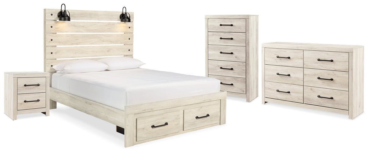 Cambeck Whitewash Queen Storage Bed, Dresser, Chest and Nightstand from Ashley - Luna Furniture