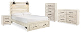 Cambeck Whitewash Queen Storage Bed, Dresser, Chest and Nightstand from Ashley - Luna Furniture