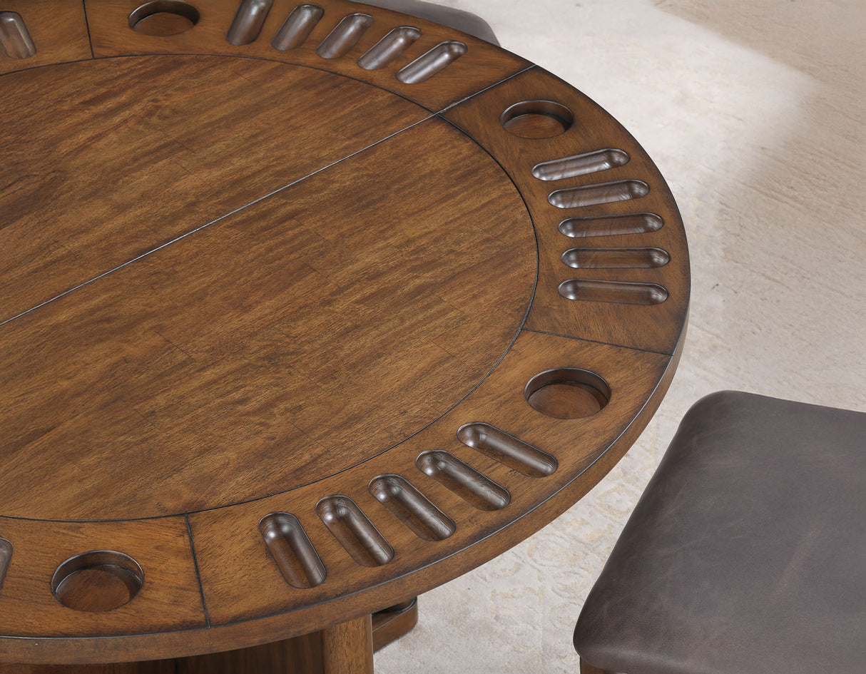 Cambridge Burnished Chestnut Dining Set with Folding Removable Game Top from Steve Silver - Luna Furniture