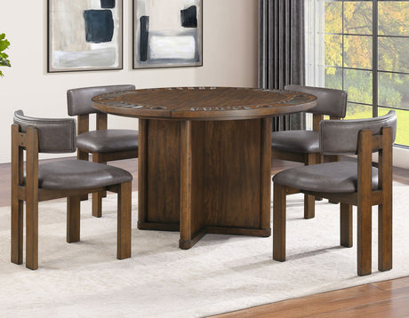 Cambridge Burnished Chestnut Dining Set with Folding Removable Game Top from Steve Silver - Luna Furniture