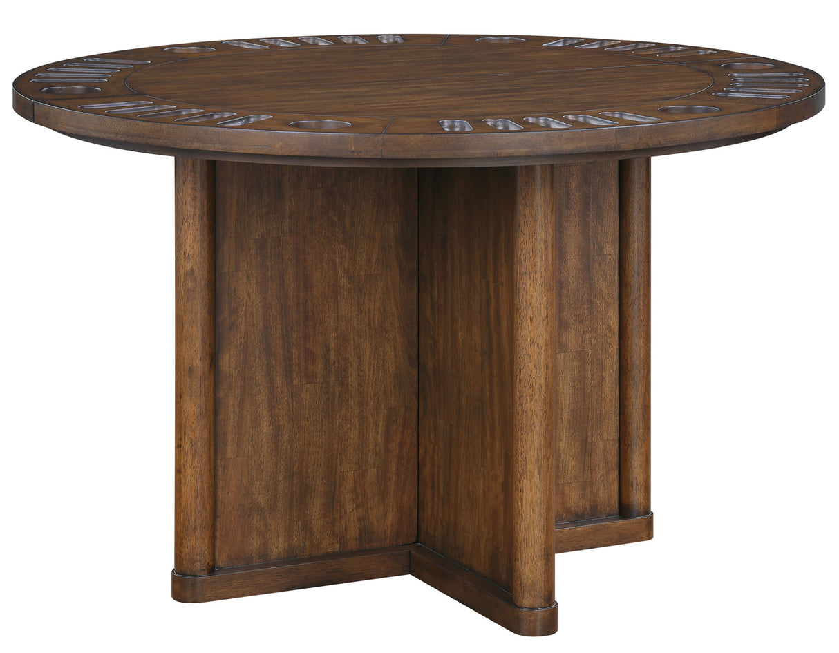 Cambridge Burnished Chestnut Dining Set with Folding Removable Game Top from Steve Silver - Luna Furniture