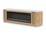 Camdill Light Brown 80" TV Stand with Electric Fireplace from Ashley Furniture - Luna Furniture