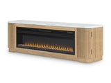 Camdill Light Brown 80" TV Stand with Electric Fireplace from Ashley Furniture - Luna Furniture